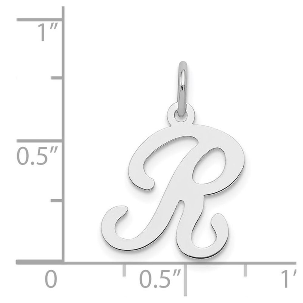 Sterling Silver, Sophia Collection, Small Script Initial R Pendant - Picture 4 of 5